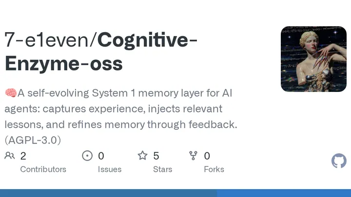 Repository card, GitHub 7-e1even/Cognitive-Enzyme-oss