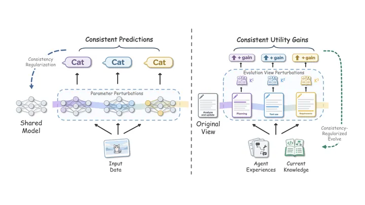 Agentic Knowledge-Model Co-Evolution via Consistency Regularization