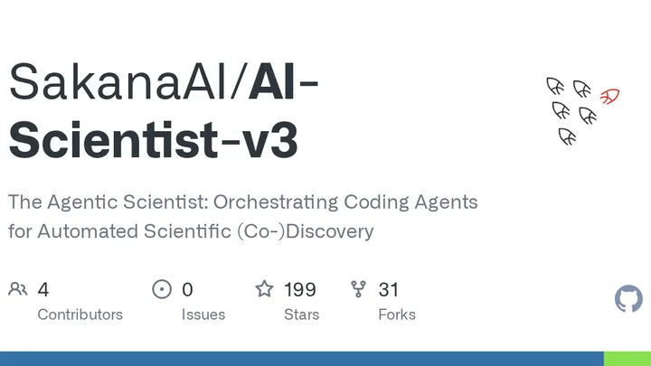 Repository card, GitHub SakanaAI/AI-Scientist-v3